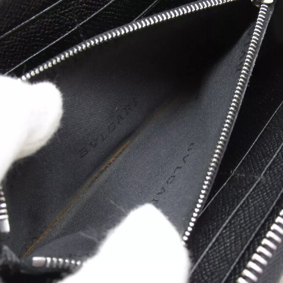 Auth BVLGARI Zip Around long wallet black leather - Picture 7 of 10